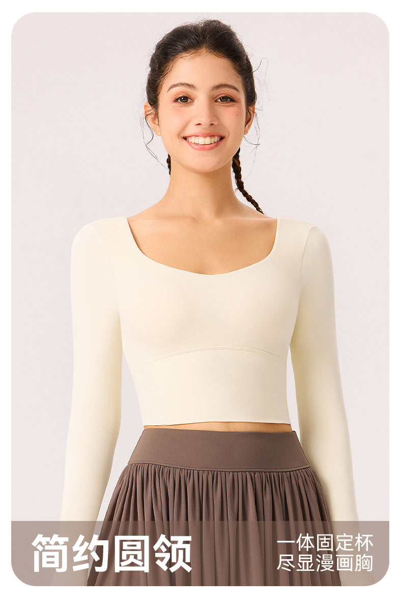 09/2025 Autumn and winter vacation two-piece sports trousers skirt can be worn outside the gym quick-drying running yoga T-shirt beautiful back breathable long sleeves