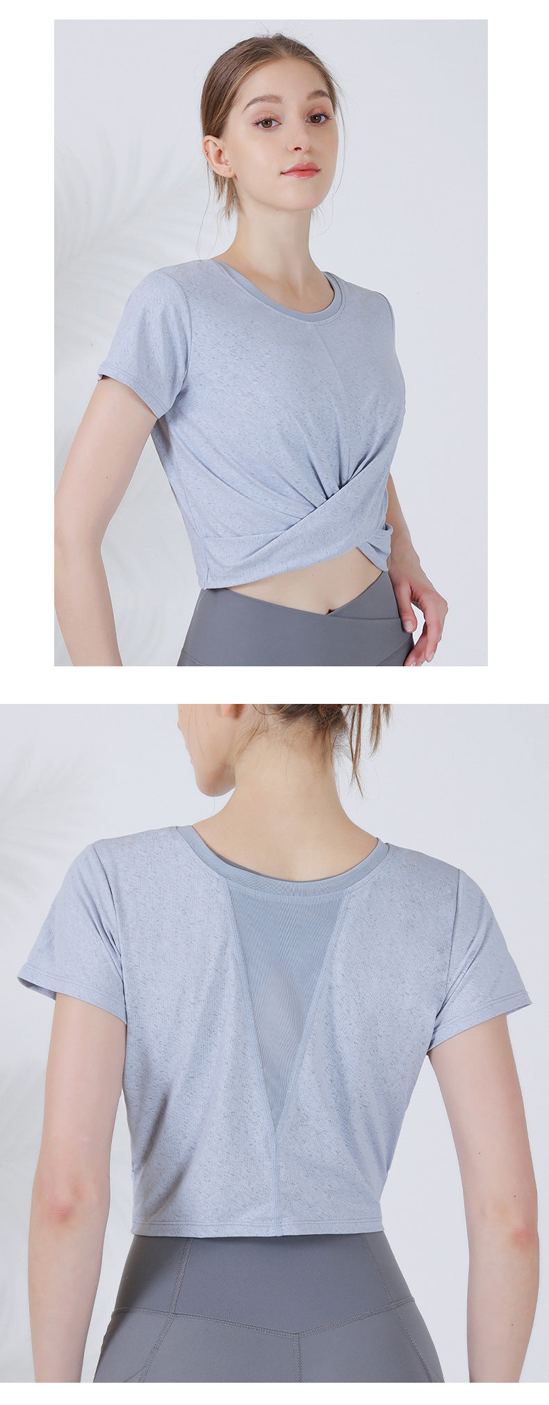 2 wear sports T-shirt female yoga clothing cool feeling breathable fitness top running short-sleeved blouse