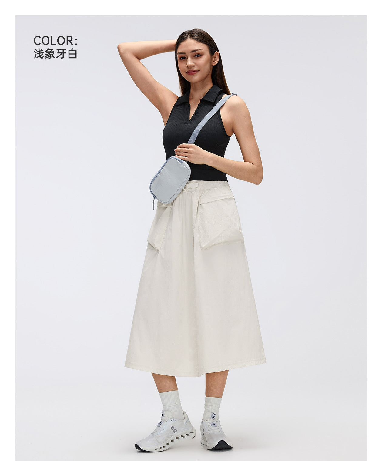 02/2026 Lightweight outdoor water-repellent mountain style sports skirt for women, simple and versatile mid-length casual workwear skirt D26048