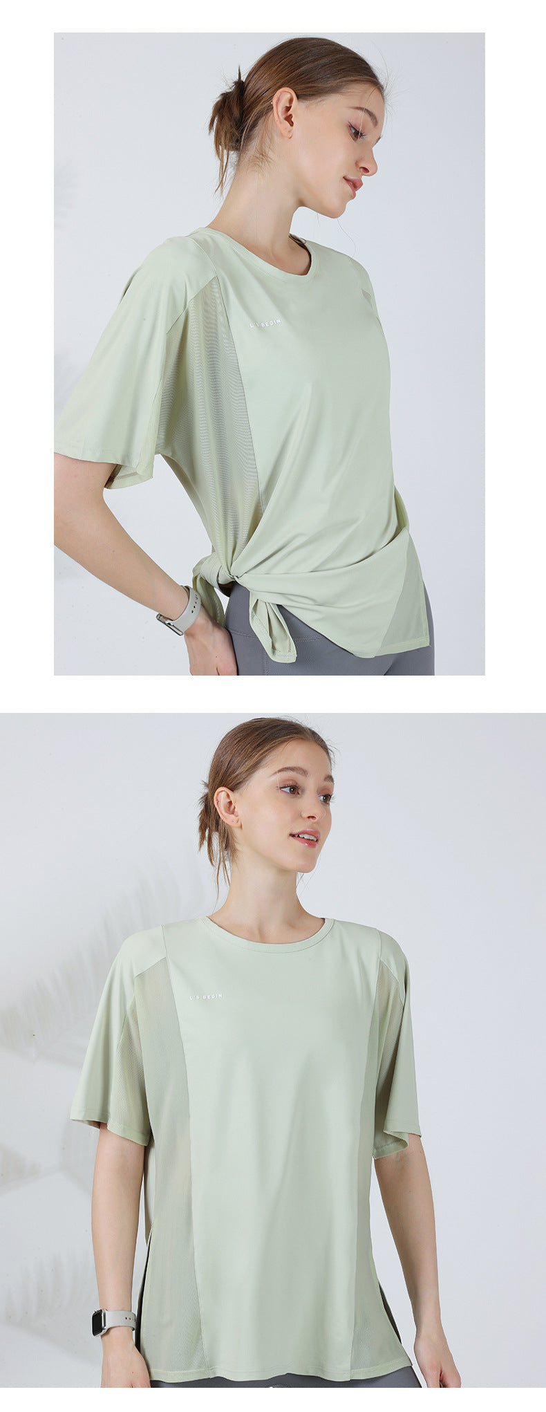 sports top women's thin mesh short-sleeved t-shirt fitness clothing large size yoga clothing running professional fitness