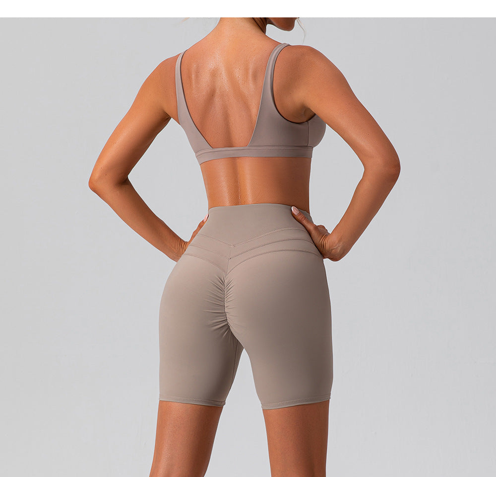 23.07 autumn quick-drying tight-fitting yoga clothing suit running casual naked sports training fitness suit for women