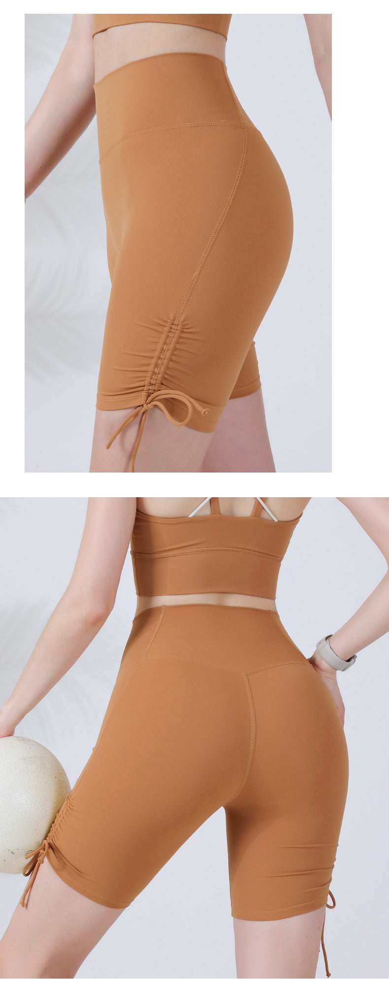 Drawstring Fitness Peach Sports Yoga Five-point Cycling Pants