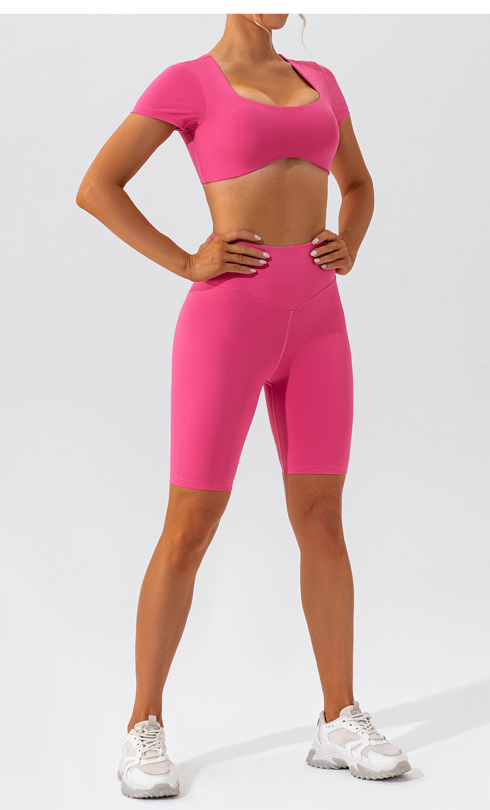 yoga clothing shorts suit short-sleeved beautiful back running sports yoga clothing suit for women