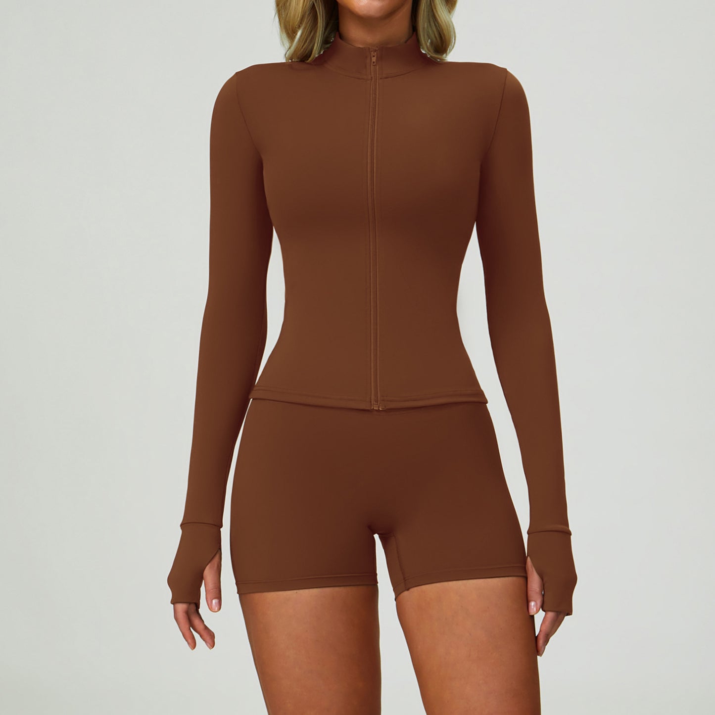 08/2022 nude yoga clothing women's autumn and winter zipper long-sleeved fitness clothing set body running fitness sportswear 6116