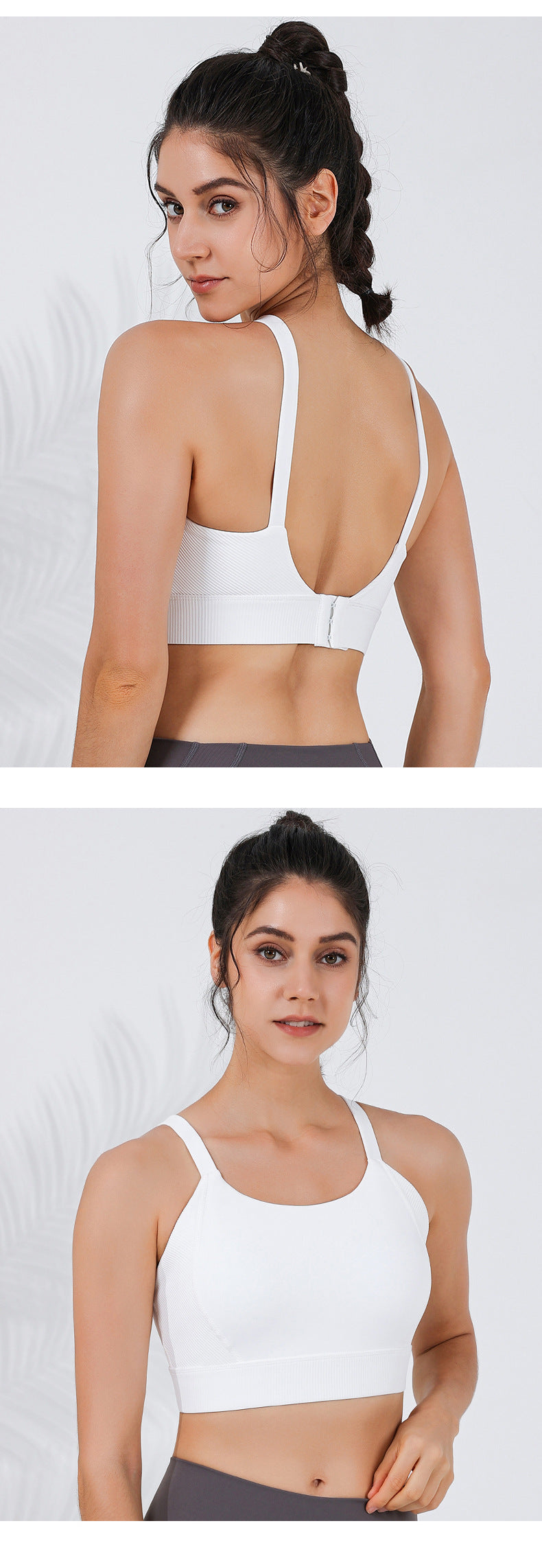 2023.09 New ribbed threaded back yoga underwear women's high-strength anti shock with chest pad outer wear sports vest without steel ring bra