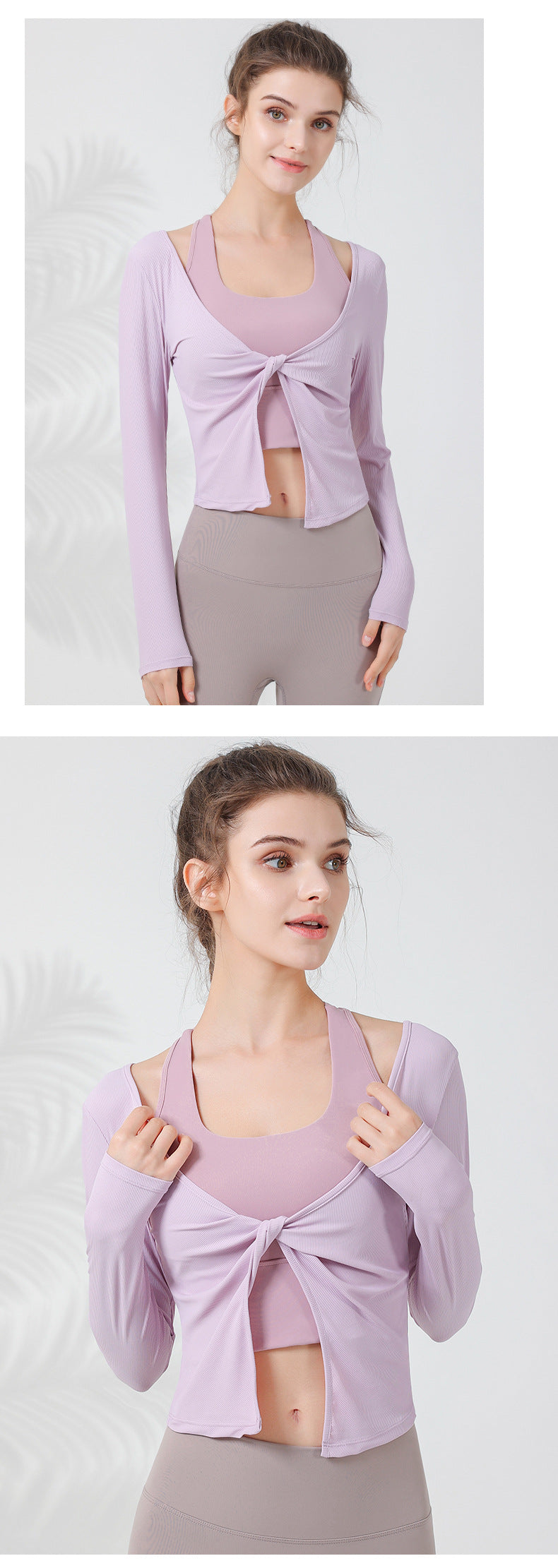 2023.08 New autumn and winter yoga long-sleeved women's V-neck kink easy to put on and take off sports jacket Baita slimming bodybuilding top