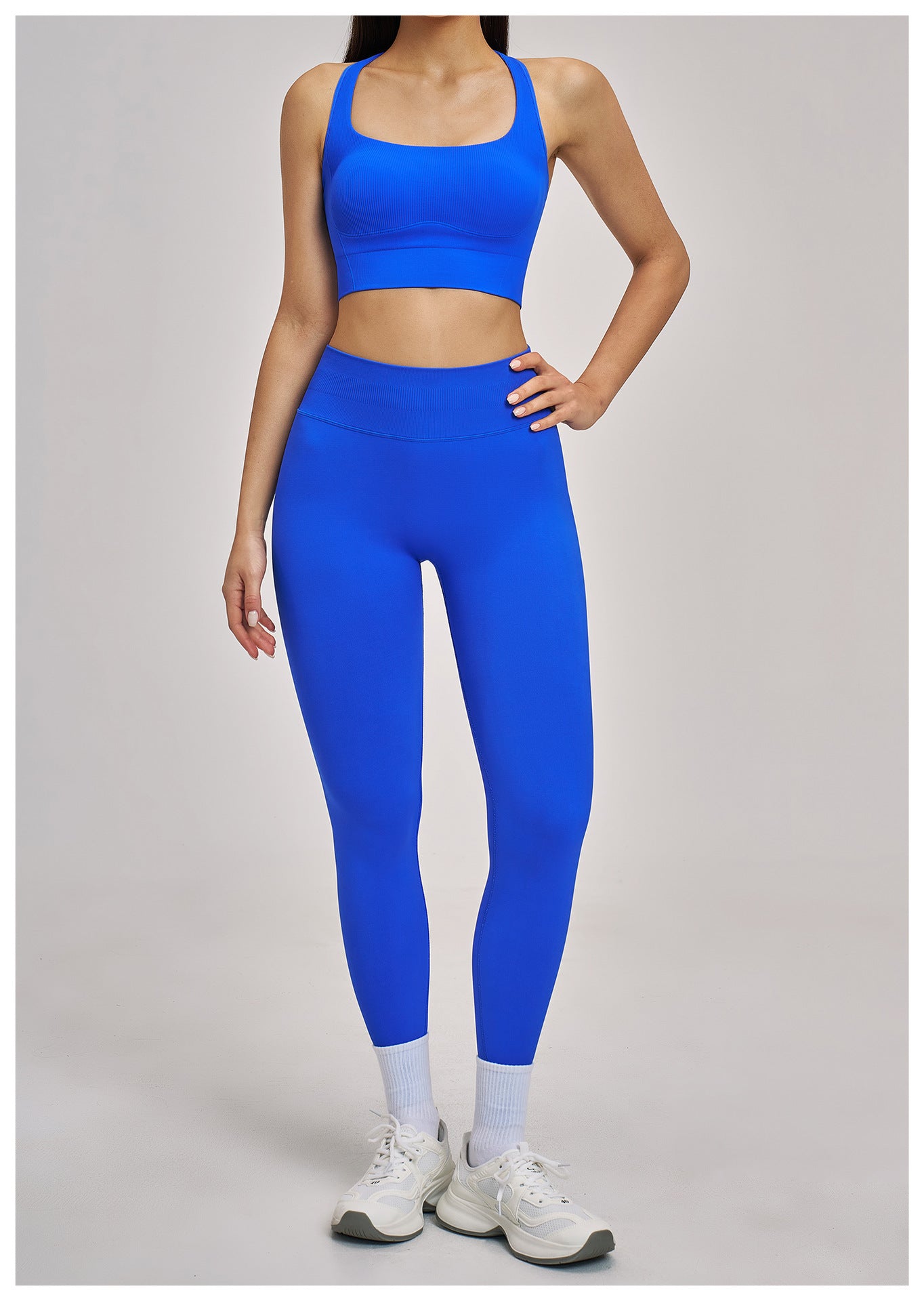 03/2026 Wholesale FOUREGG #5518 Seamless Yoga Set, Racerback Fitted Fitness Suit, High Elastic Running Sports Set for Women, 5518