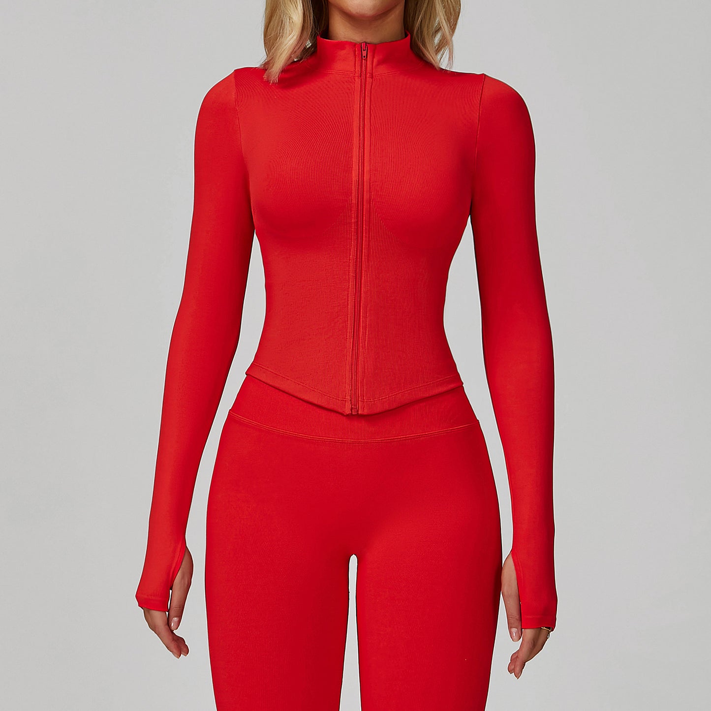 07/2024 Stand collar zipper long sleeve yoga jacket women tight quick-drying yoga clothing outdoor fitness sports tops 7725