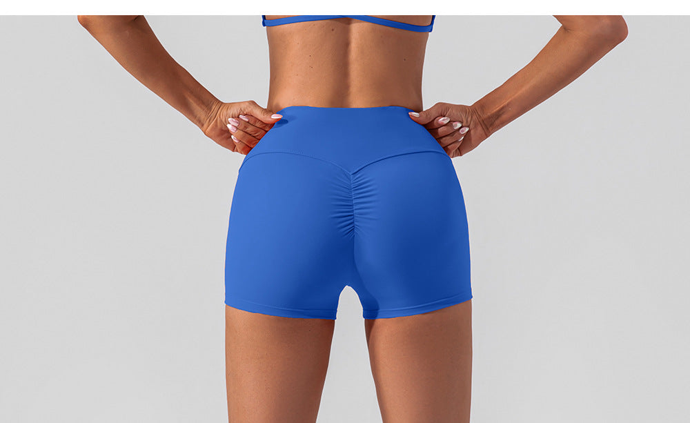 Women Shorts high-waist fitness shorts without embarrassing lines double-sided brushed yoga pants women's hip-lifting tight sports shorts