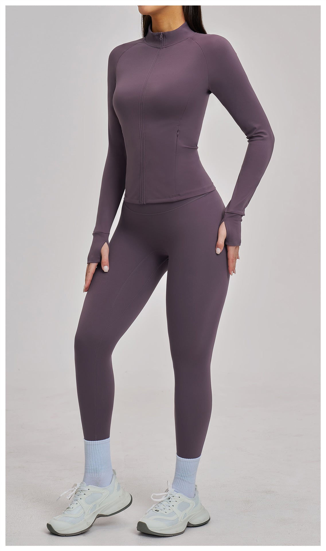 03/2026 Women's Zipper Casual Yoga Set, Brushed Outdoor Cycling Running Sports Fitness Set 4510