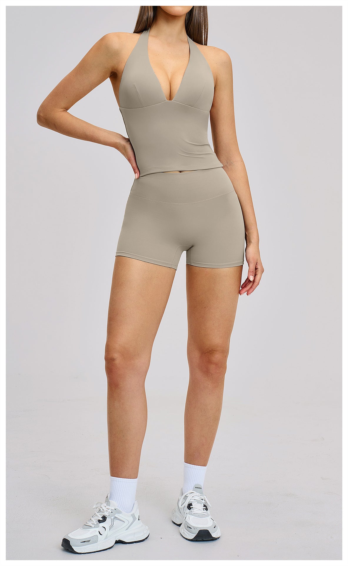 03/2026 Brushed Micro-flare Yoga Set, European and American Style Sports Running Fitness Set, Halter Neck Yoga Suit 4201