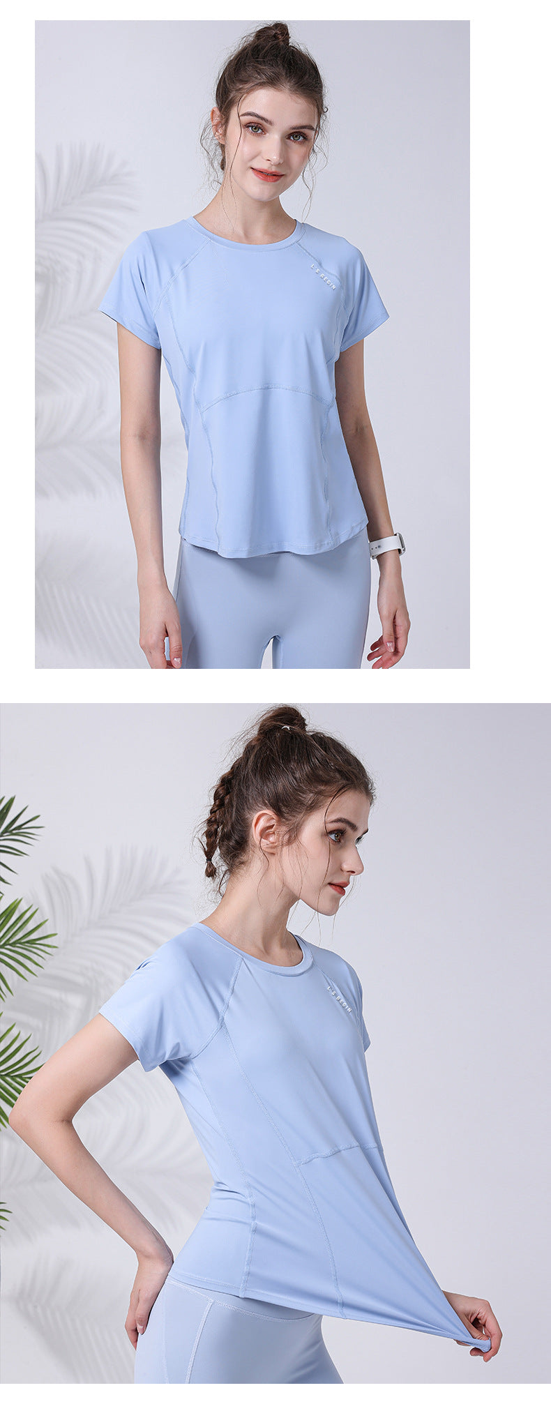 waist thin fitness clothes back laser punching heat dissipation running sports short-sleeved T-shirt women