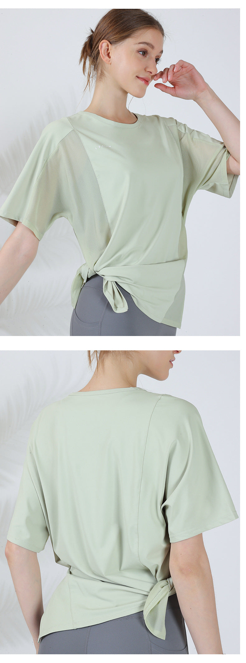 sports top women's thin mesh short-sleeved t-shirt fitness clothing large size yoga clothing running professional fitness