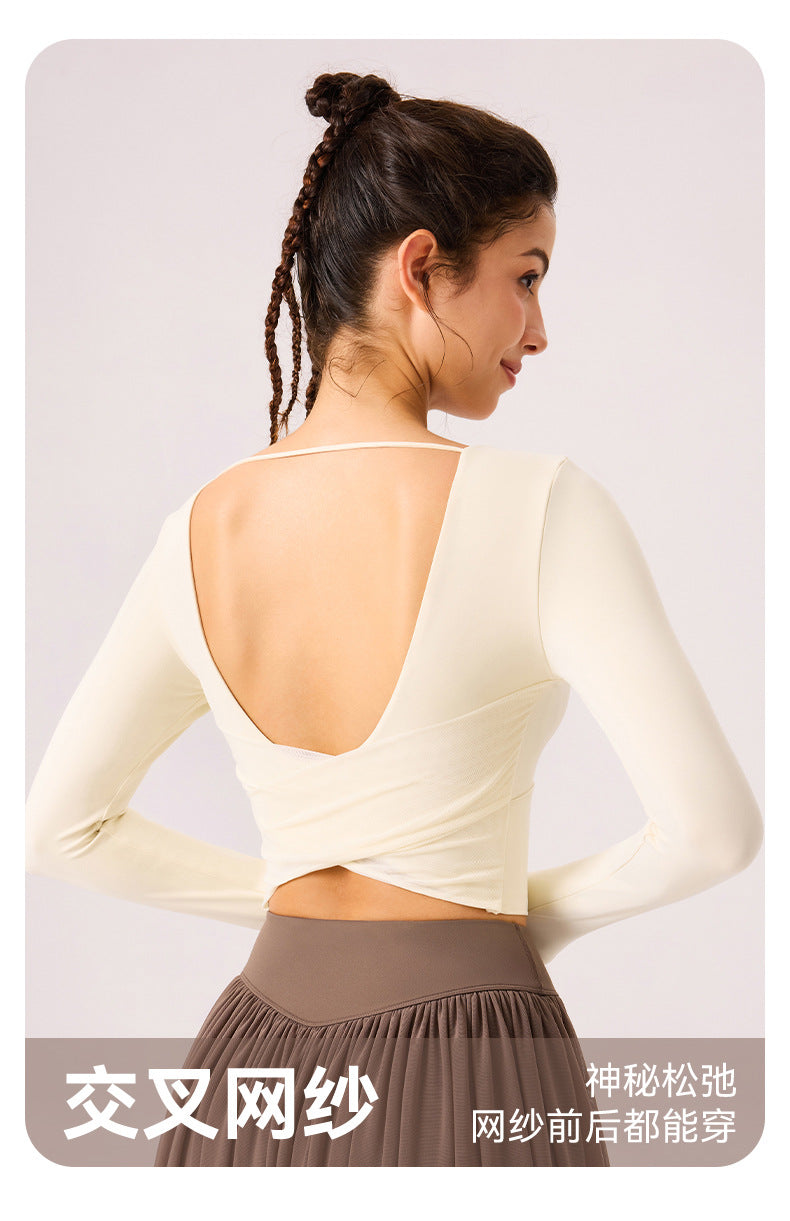 09/2025 Autumn and winter vacation two-piece sports trousers skirt can be worn outside the gym quick-drying running yoga T-shirt beautiful back breathable long sleeves