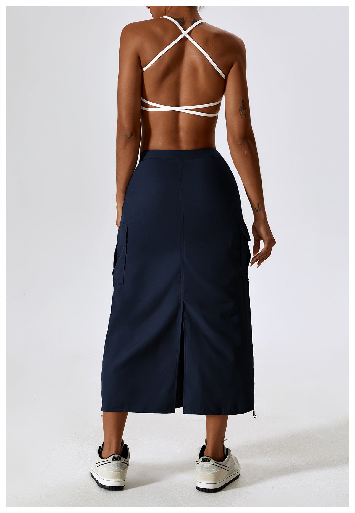 23.07 retro tooling skirt waist sports casual skirt mid-length all-match tooling pocket skirt 8336