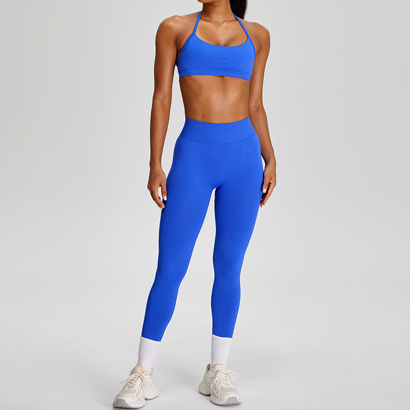 03/2026 New European and American style seamless halter neck bra for women with adjustable shoulder straps, sports bra, push-up and shockproof, fitness wear, yoga wear