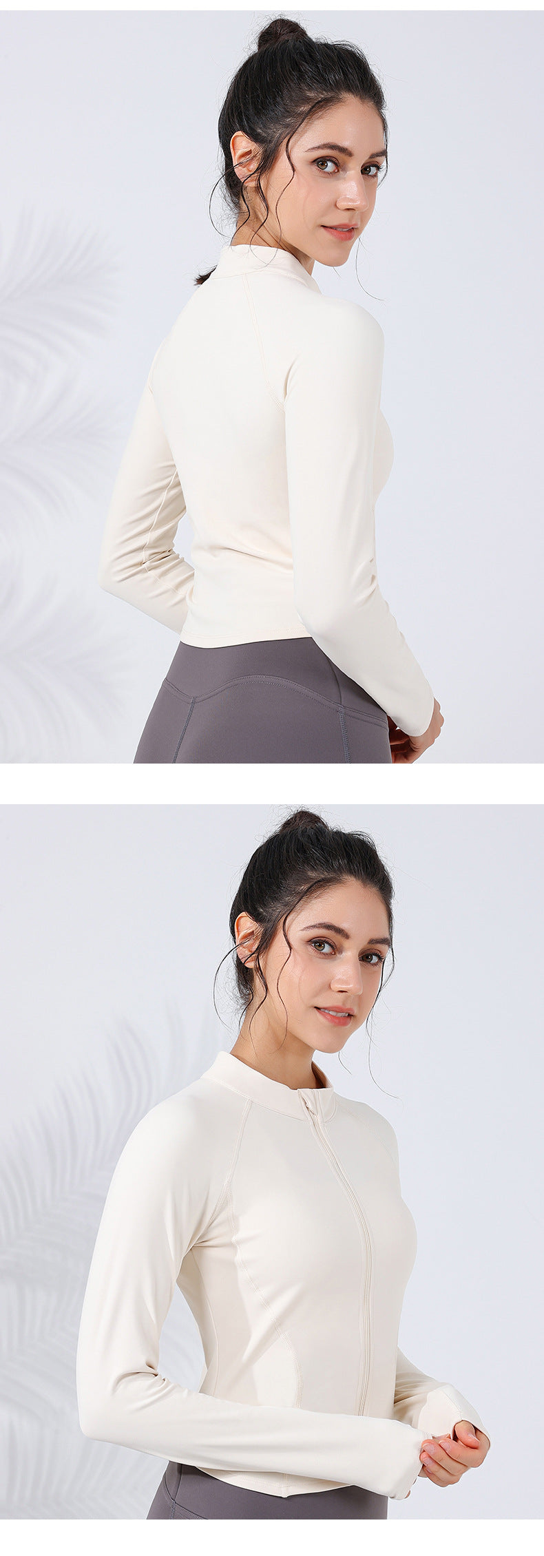 2023.09 Autumn and Winter new seamless nude sports coat women's threaded stand collar slim running yoga long sleeve fitness wear
