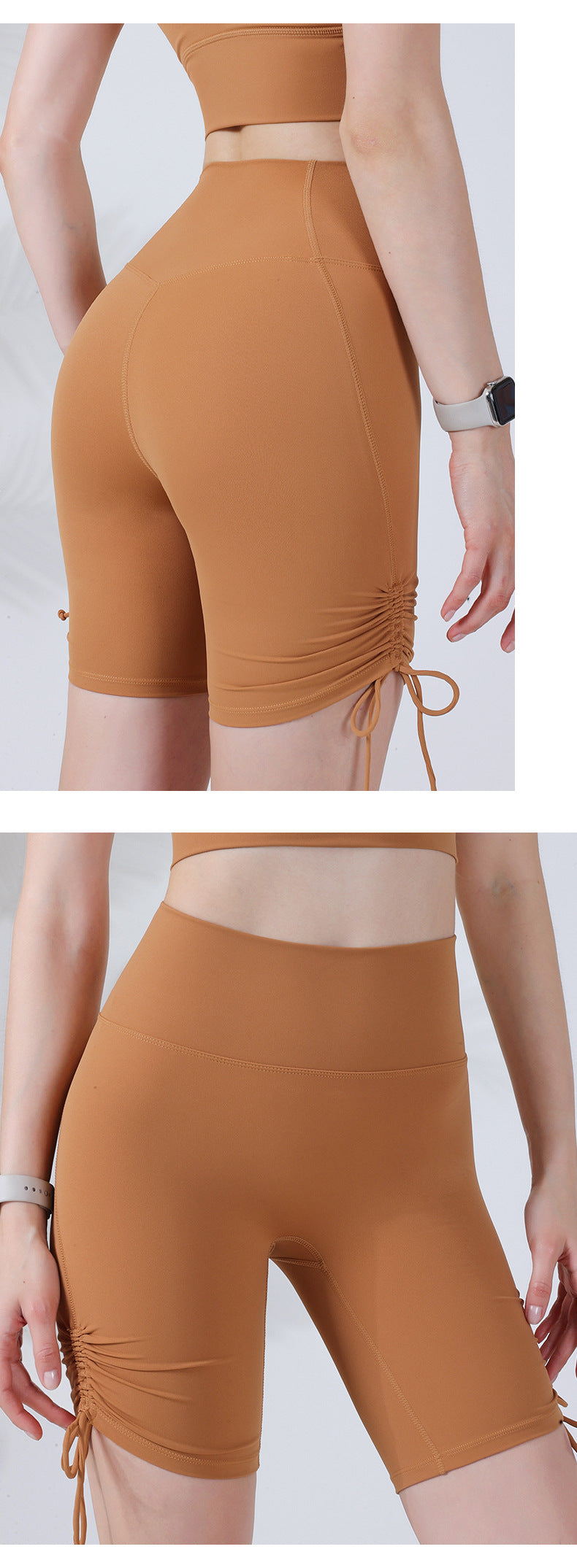 Drawstring Fitness Peach Sports Yoga Five-point Cycling Pants