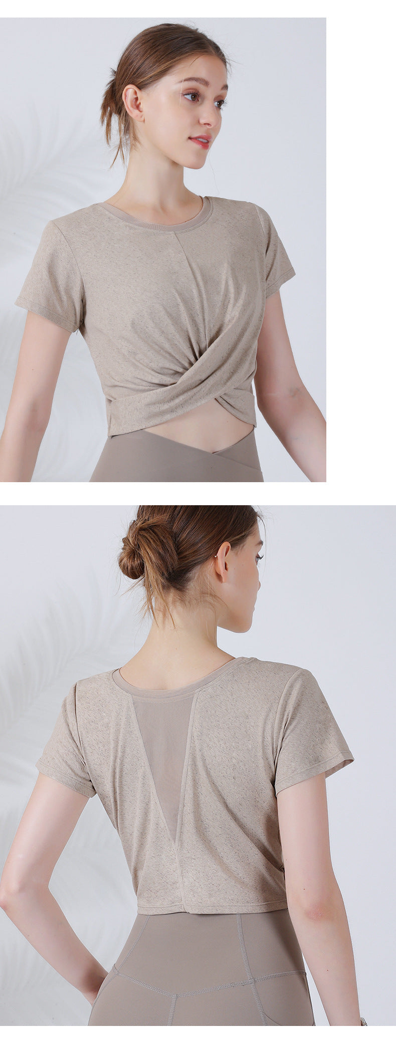 2 wear sports T-shirt female yoga clothing cool feeling breathable fitness top running short-sleeved blouse