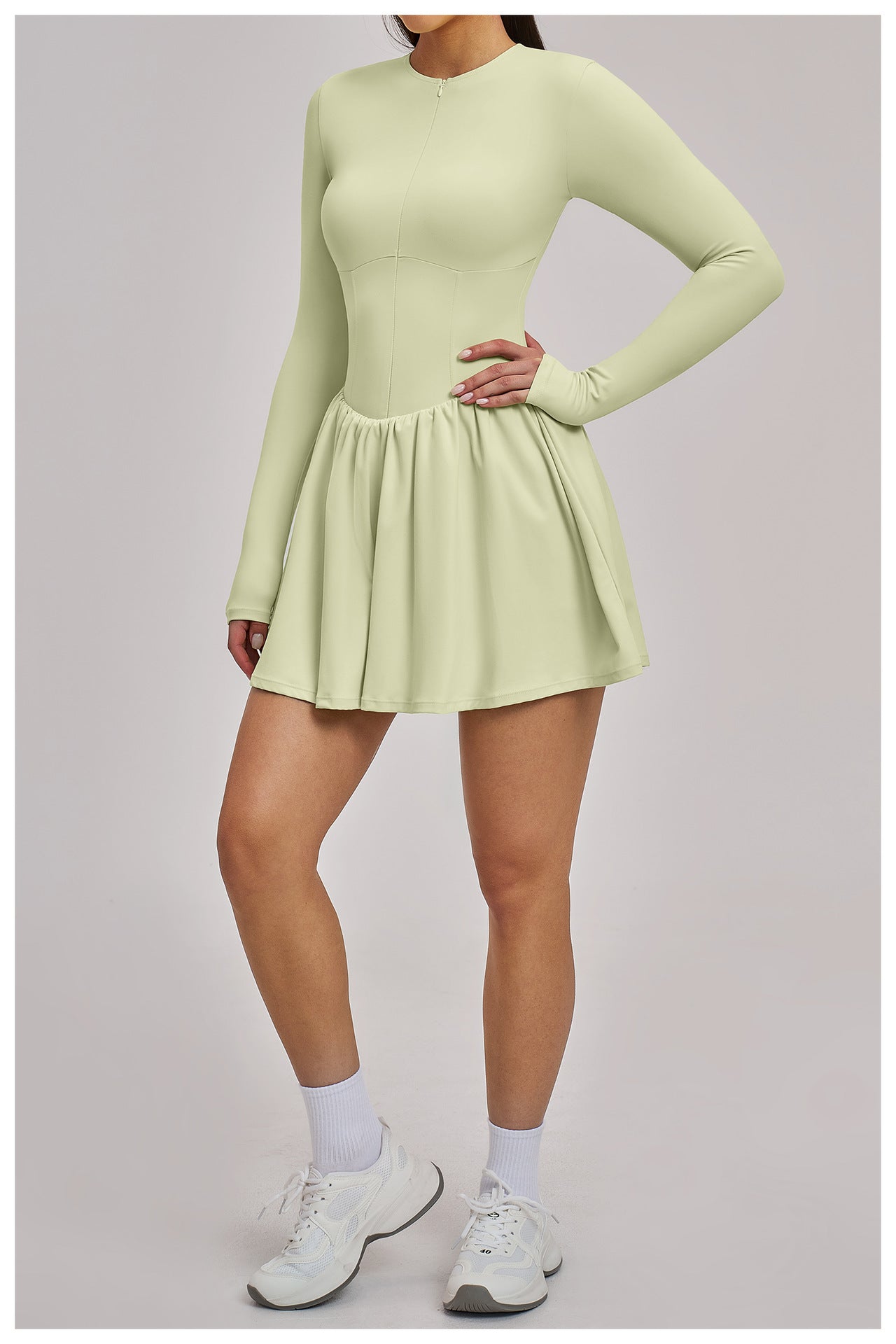 03/2026  Falda de tenis FOUREGG de imitación de dos piezas al por mayor, capa base, falda con bolsillo anticomprometida para fitness, vestido deportivo 9577