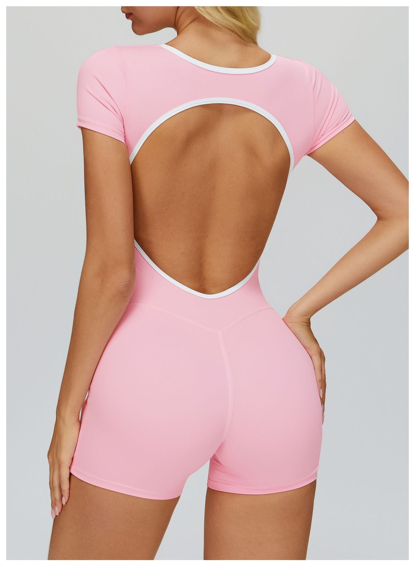 11/2025 Color-blocked bodysuit with cutout back, tight-fitting sportswear, running, exercise, yoga wear, women's 2501