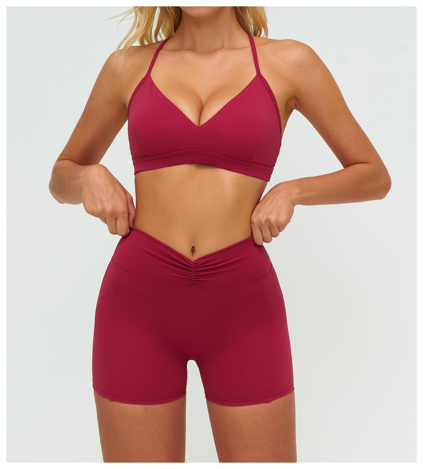 12/2025 Sujetador de yoga con cuello en V cepillado y espalda en forma de Y, sujetador deportivo ajustable, sujetador deportivo para fitness y correr 9313 -