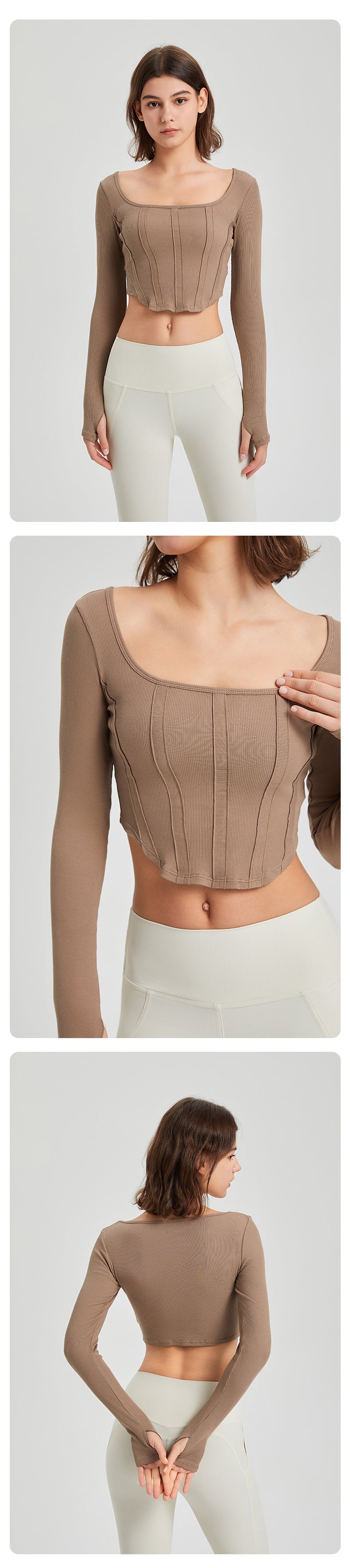 2023.08 Sports top women's tight-fitting sexy Youkesi thin yoga clothing quick-drying T-shirt net red running fitness clothing long-sleeved