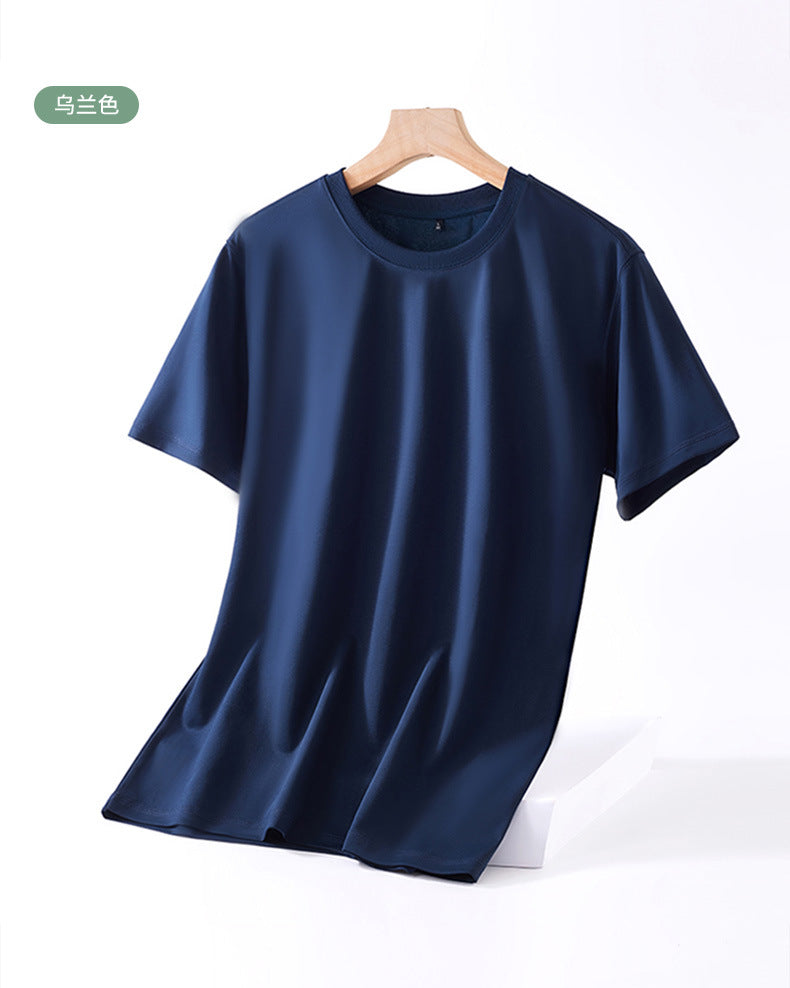 Linen short-sleeved t-shirt men's spring and summer thin section solid color round neck top 2023 casual all-match linen cotton bottoming shirt