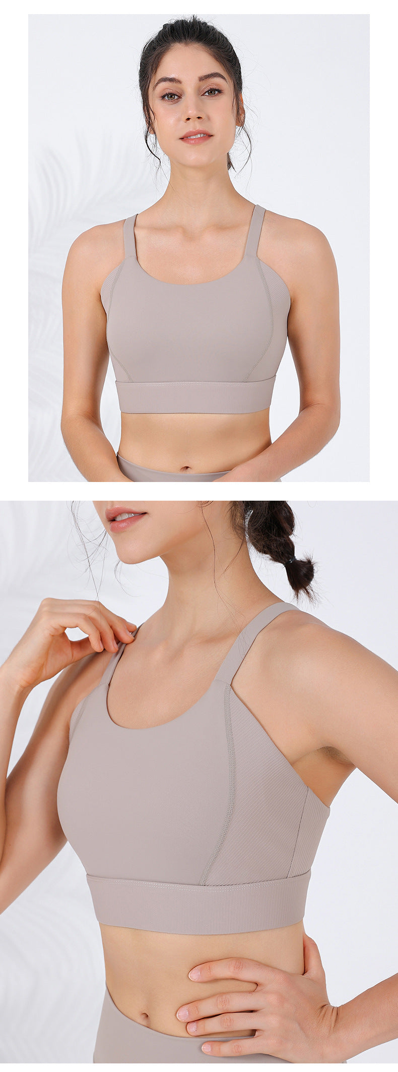 2023.09 New ribbed threaded back yoga underwear women's high-strength anti shock with chest pad outer wear sports vest without steel ring bra