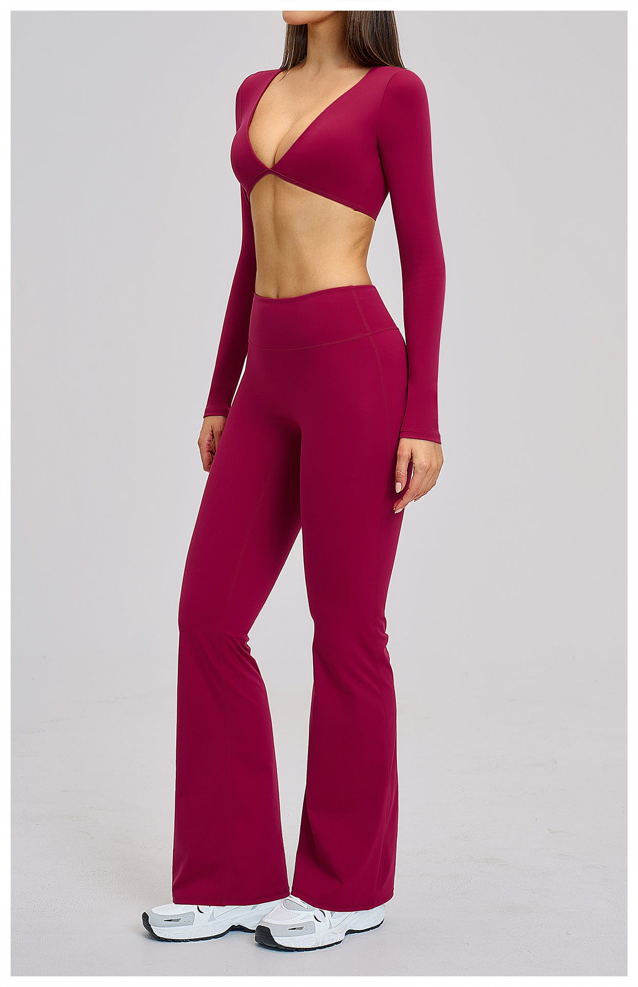 03/2026 Brushed Micro-flare Yoga Set, European and American Style Sports Running Fitness Set, Halter Neck Yoga Suit 4201