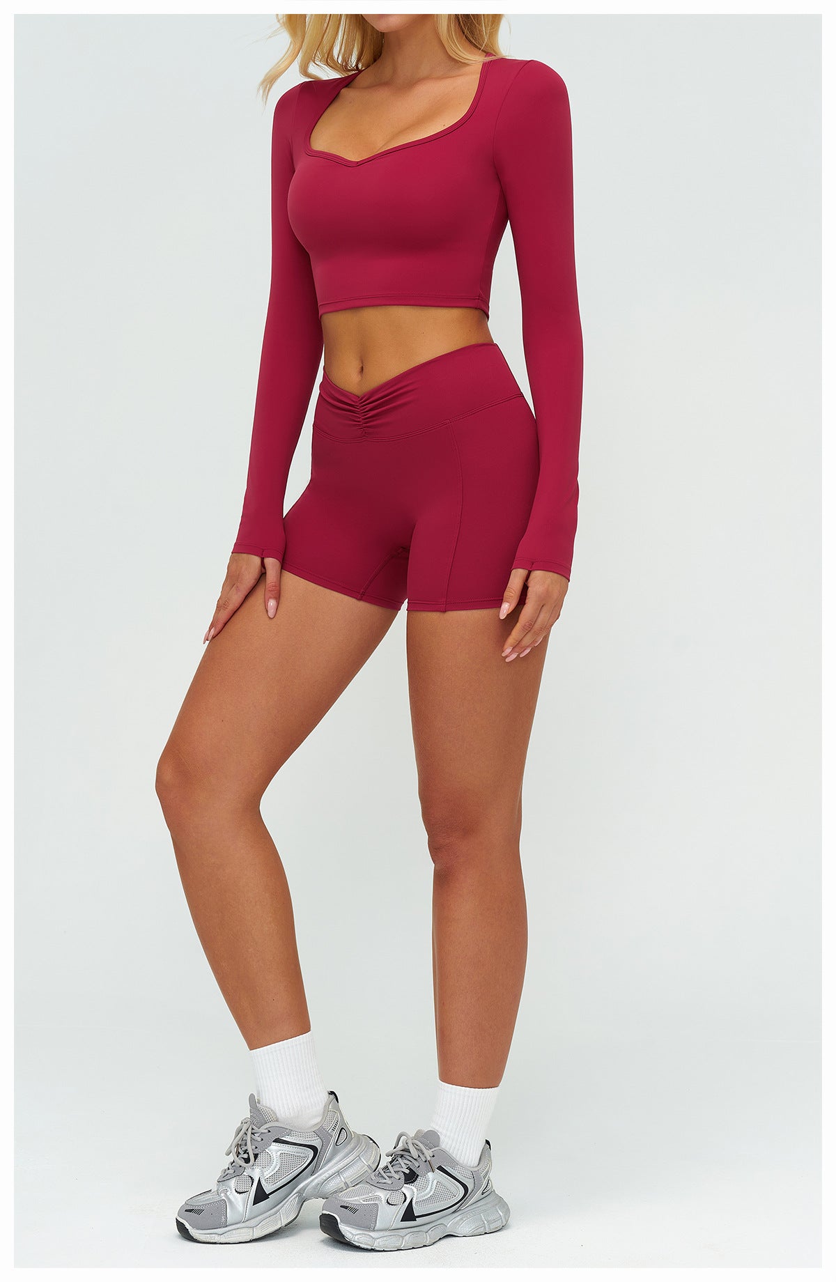 12/2025 Autumn/Winter Cross-Border Brushed Long-Sleeved Yoga Wear, Outdoor Running Fitness Wear, Casual Sports Top 9313