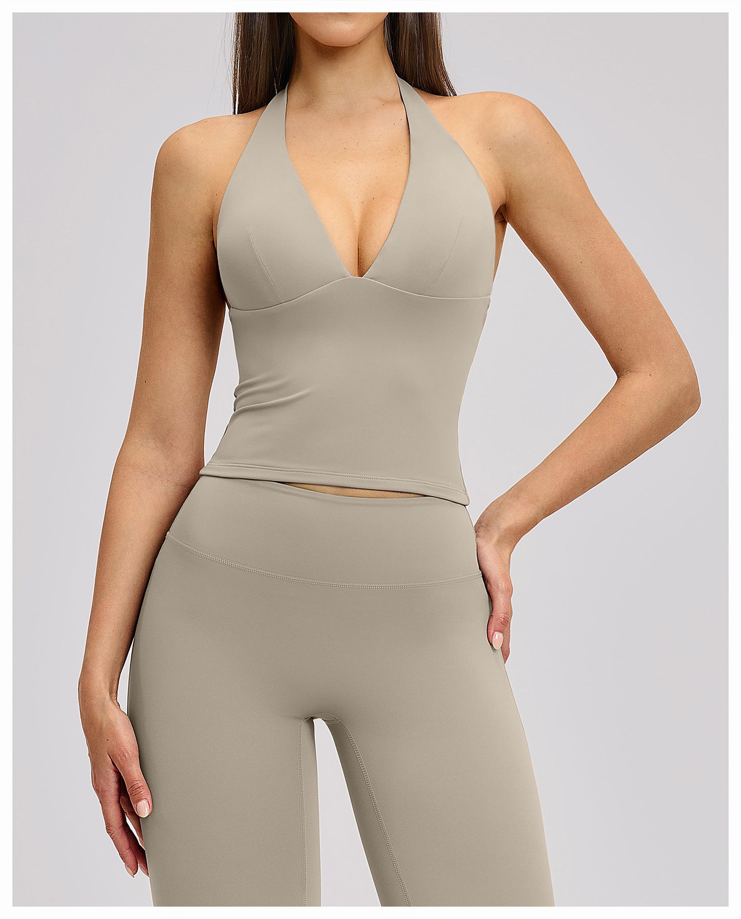 03/2026 V-neck European and American style yoga vest with padded chest, high elasticity, hollow design, outdoor beautiful back, fitness sports vest for women, 4201
