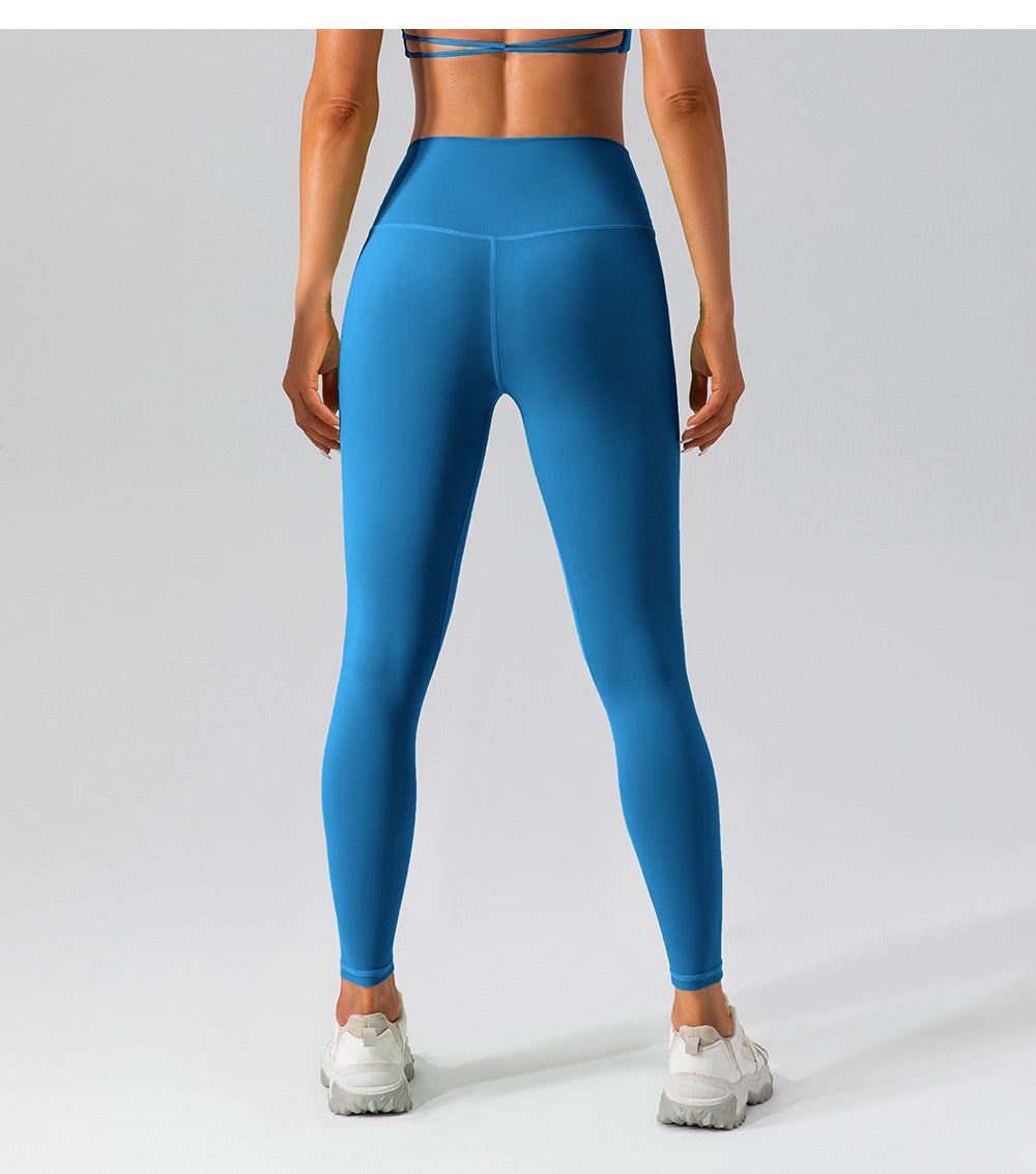 2023.09 High waist hip lifting seamless yoga leggings women's running tight sports leggings quick-drying nude fitness pants outer wear