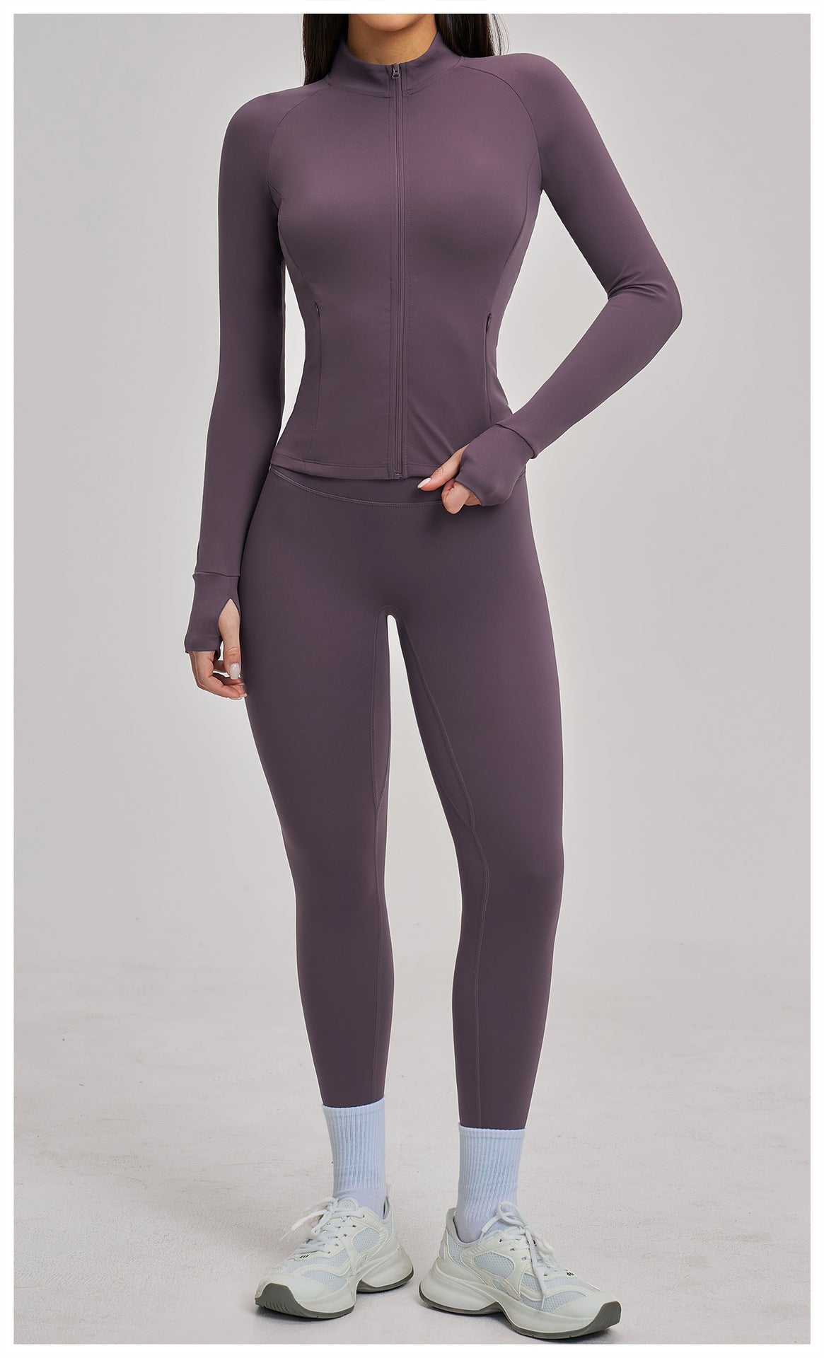 03/2026 Women's Zipper Casual Yoga Set, Brushed Outdoor Cycling Running Sports Fitness Set 4510