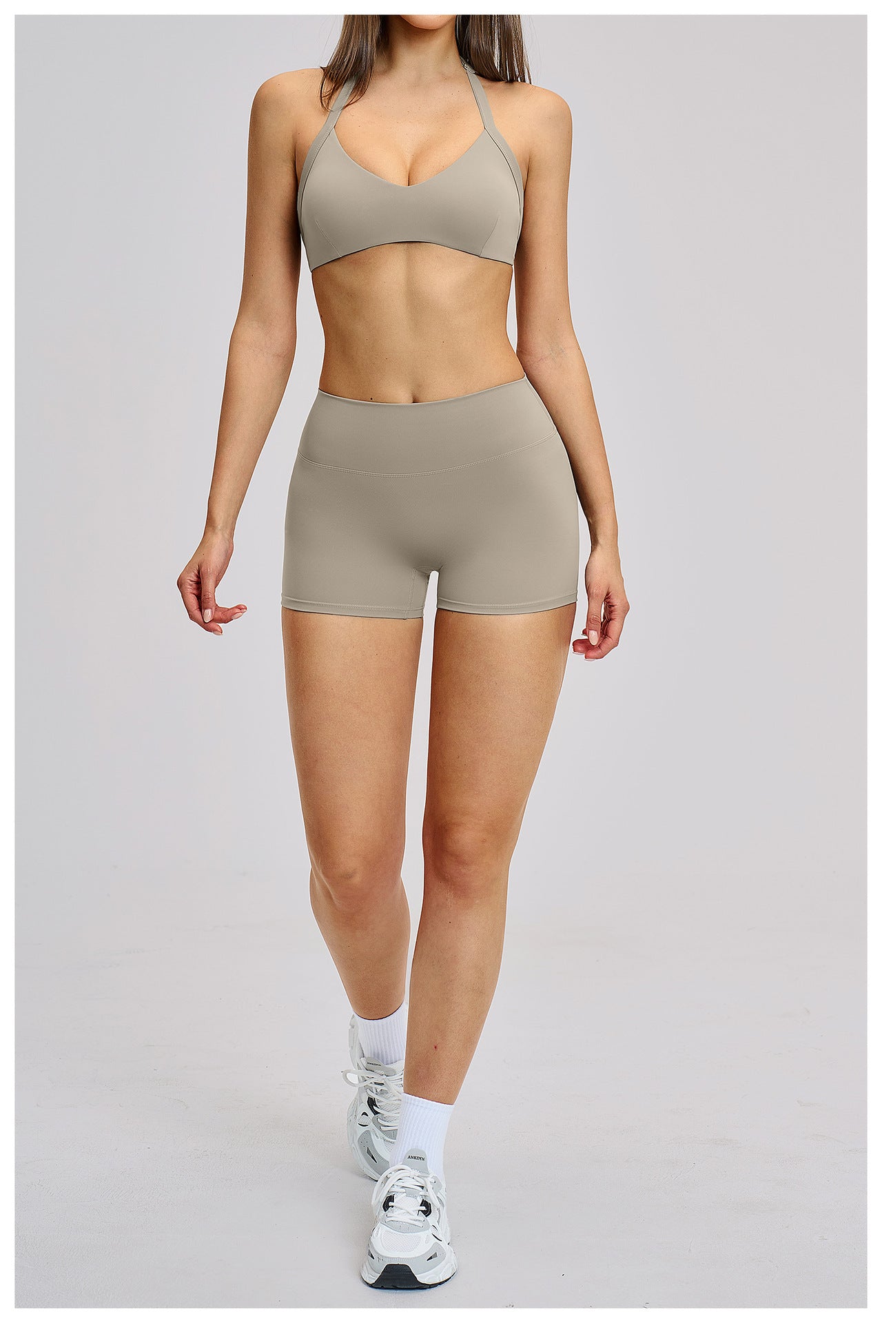 03/2026 Brushed Fleece Sports Yoga Set with Hollow Neck and Beautiful Back - Sports Running Fitness Set 4201