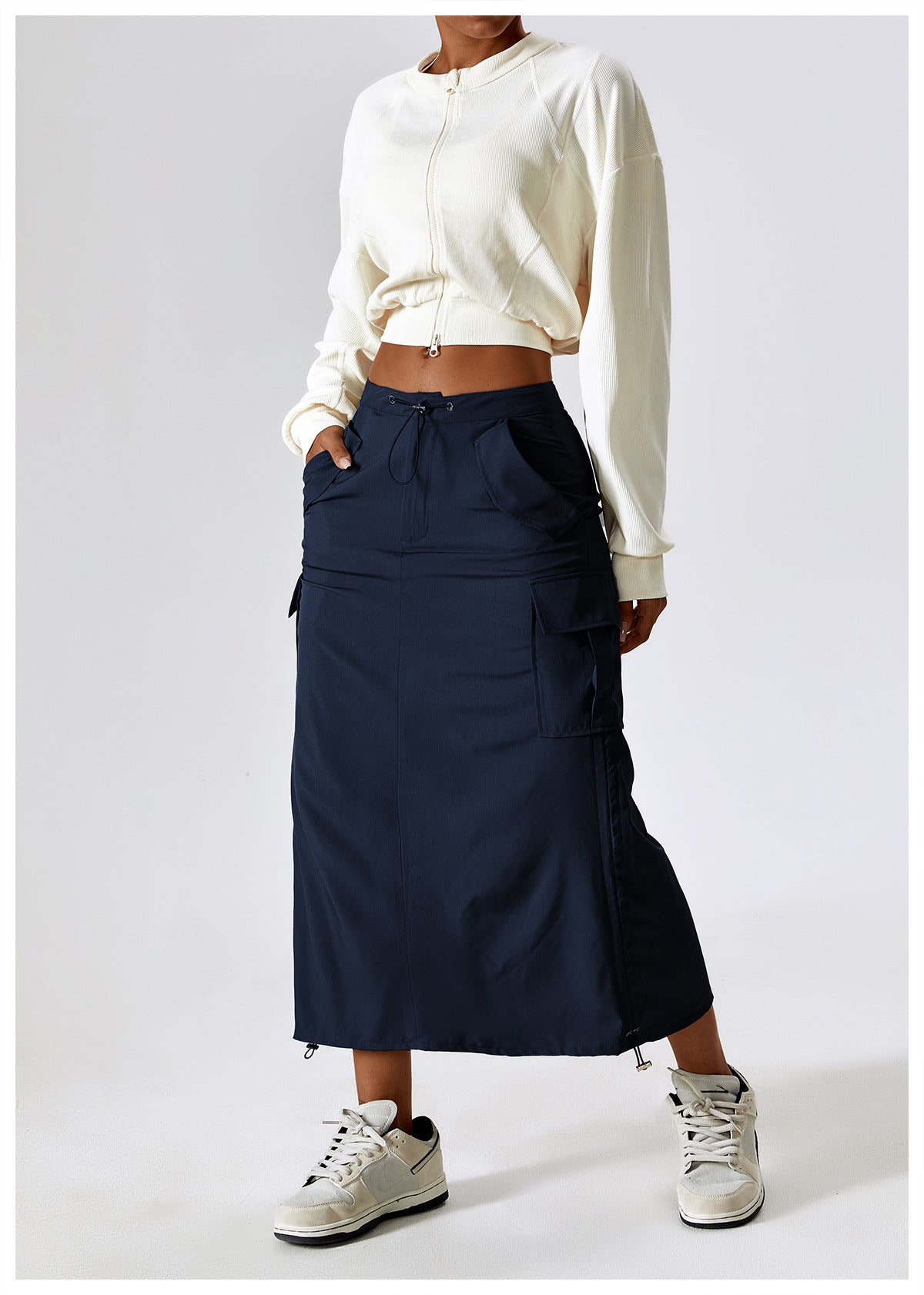 23.07 retro tooling skirt waist sports casual skirt mid-length all-match tooling pocket skirt 8336