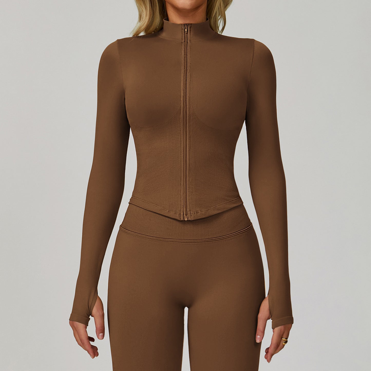 07/2024 Stand collar zipper long sleeve yoga jacket women tight quick-drying yoga clothing outdoor fitness sports tops 7725