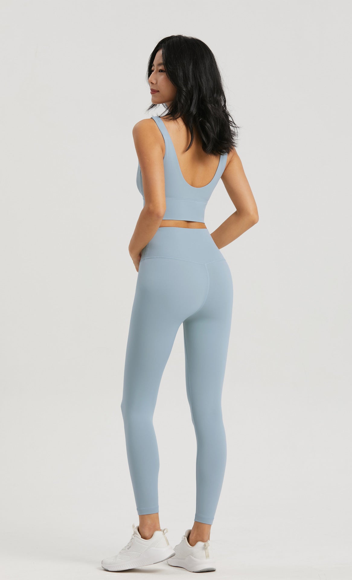 2023 spring and summer new no-embarrassment-free Lycra nude yoga pants anti-curling pocket peach fitness pants