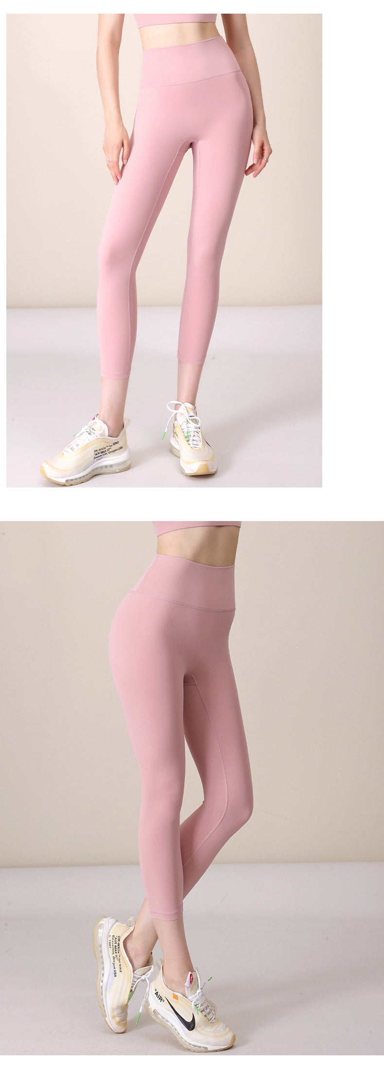 2023.09 New size-free nude yoga pants for women, tight-fitting butt-lifting peach pants, sports fitness pants, belly-controlling, three-point sports pants