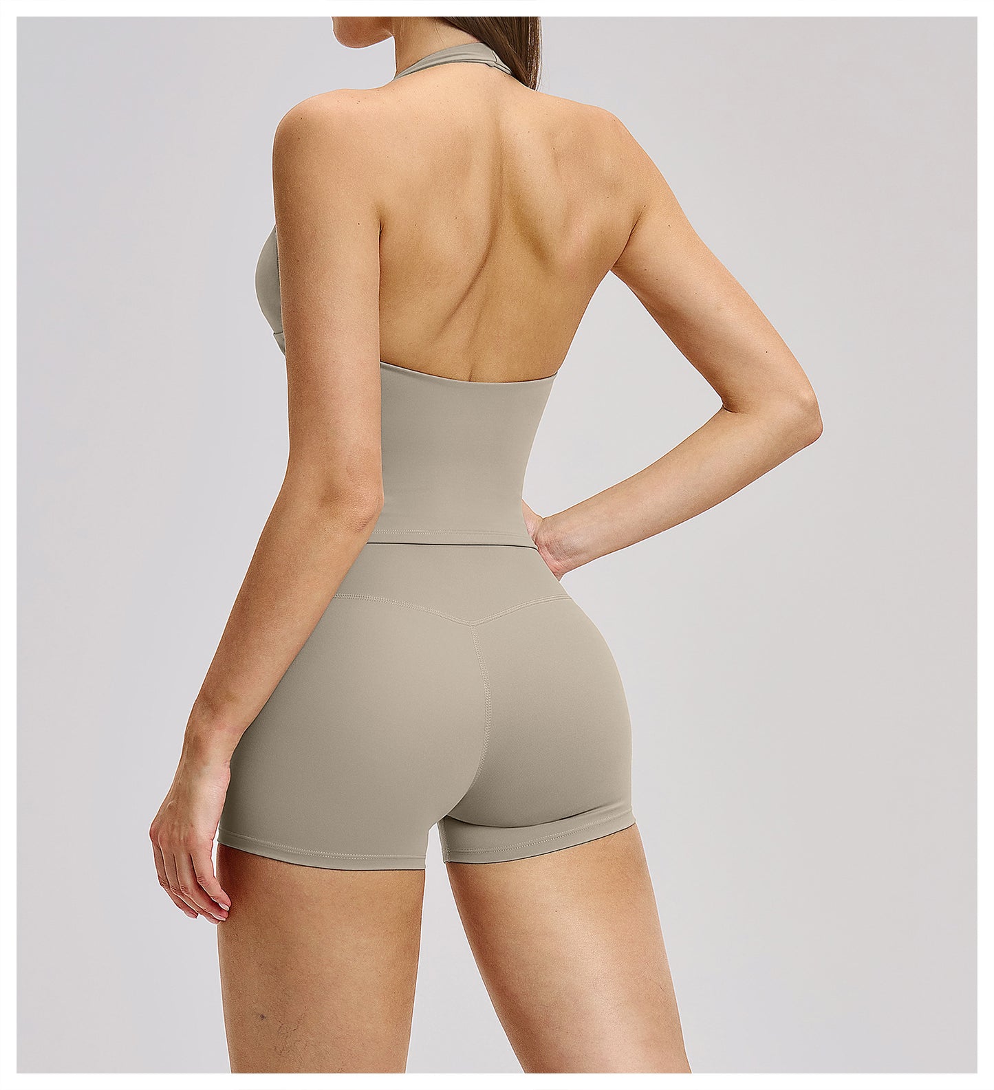 03/2026 Brushed Micro-flare Yoga Set, European and American Style Sports Running Fitness Set, Halter Neck Yoga Suit 4201