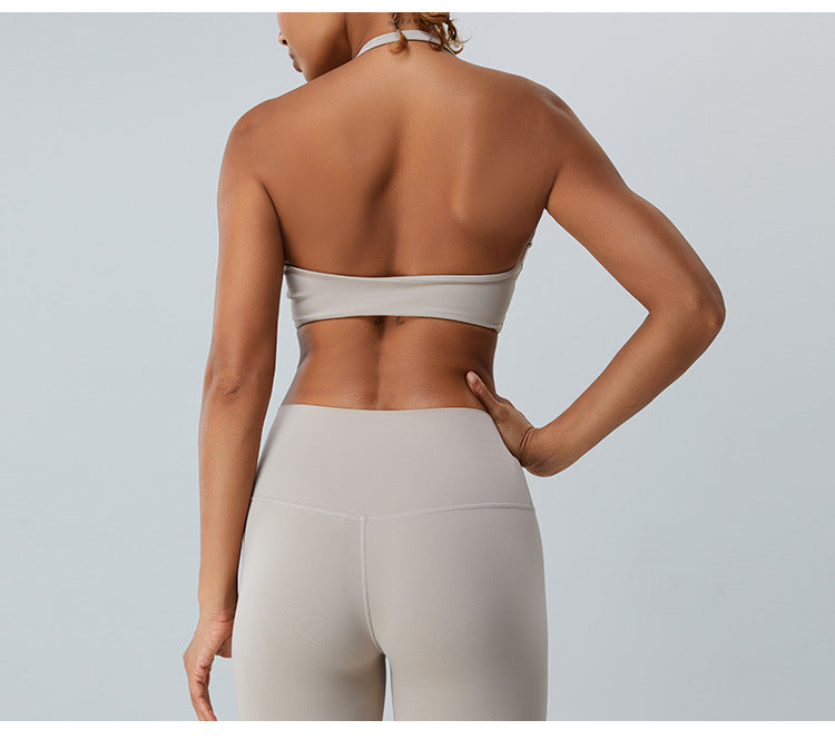 2023.08 Yoga bra women quick dry sexy yoga vest hanging neck sports underwear fitness wear