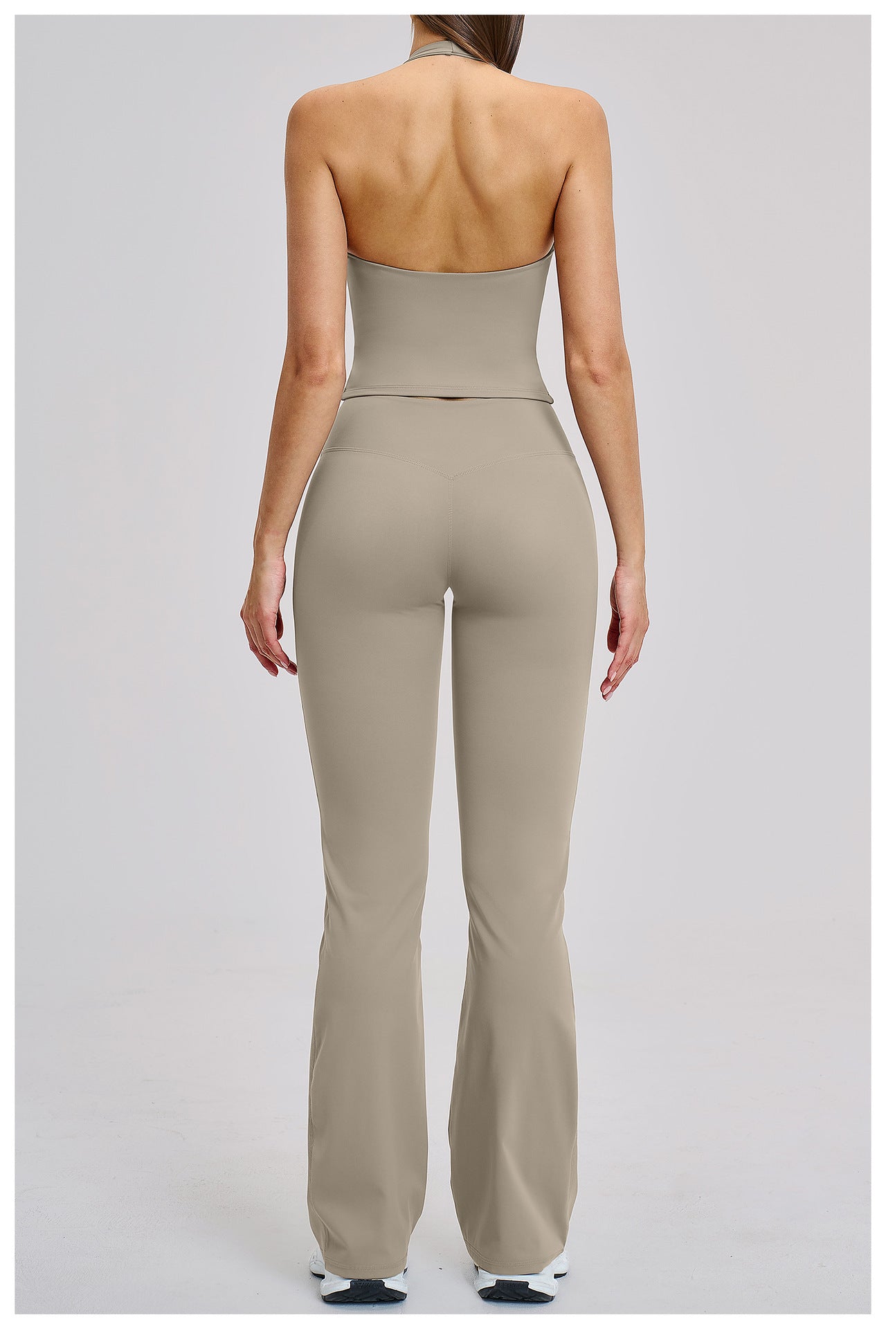 03/2026 Brushed Micro-flare Yoga Set, European and American Style Sports Running Fitness Set, Halter Neck Yoga Suit 4201