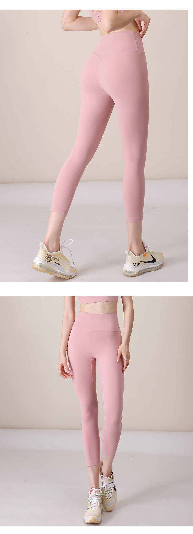 2023.09 New size-free nude yoga pants for women, tight-fitting butt-lifting peach pants, sports fitness pants, belly-controlling, three-point sports pants