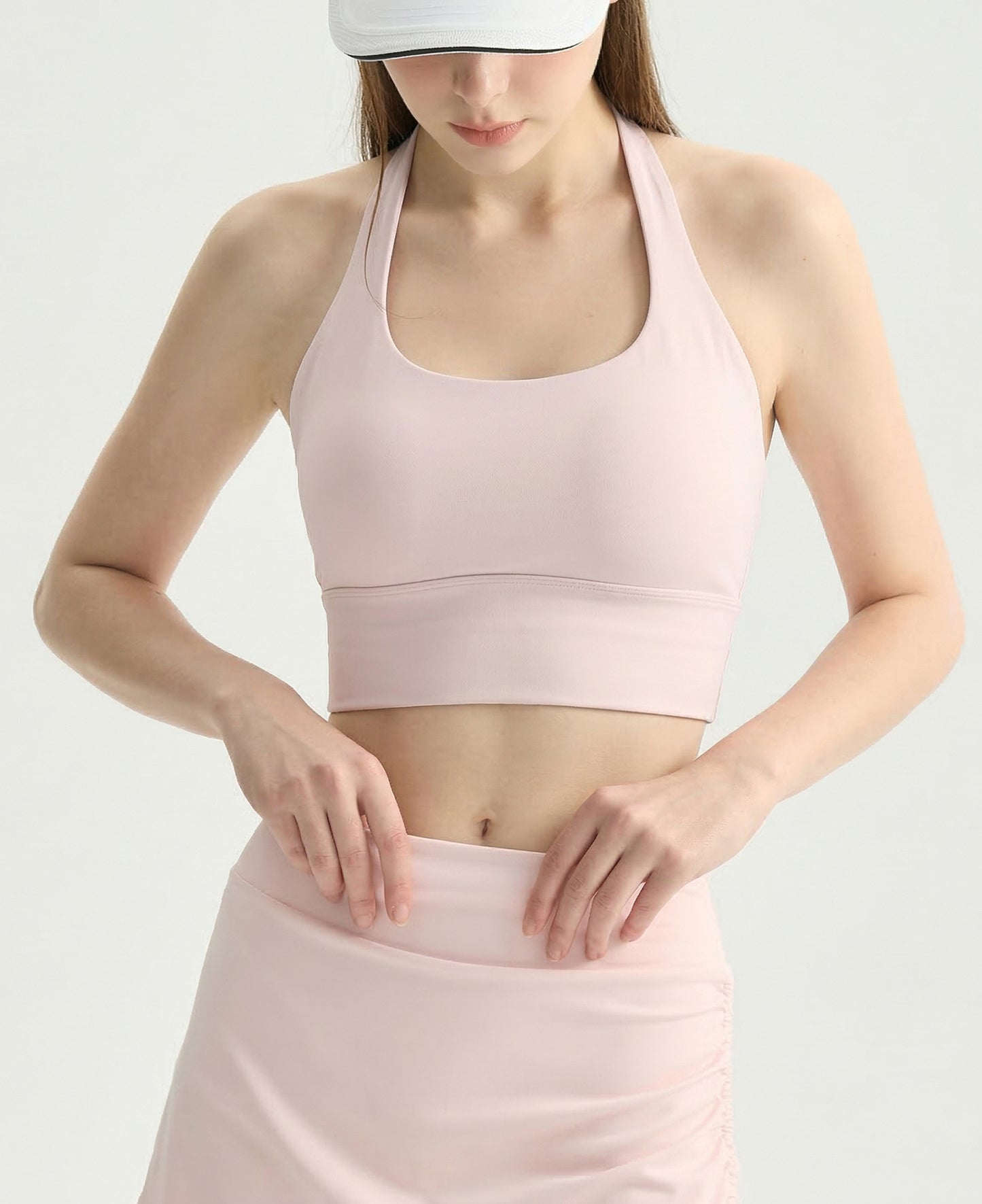 03/2026 Halter neck fitness vest yoga sports bra twisted backless fitness sports bra with fixed cups