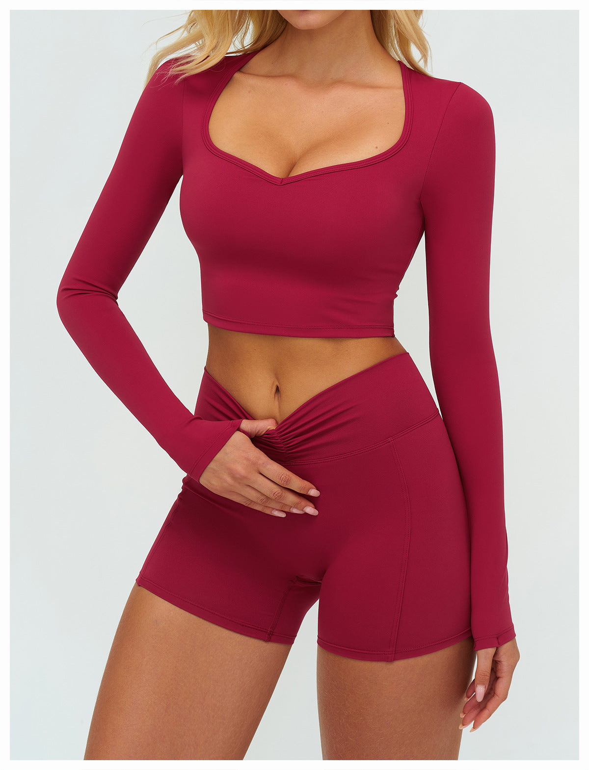 12/2025 Autumn/Winter Cross-Border Brushed Long-Sleeved Yoga Wear, Outdoor Running Fitness Wear, Casual Sports Top 9313