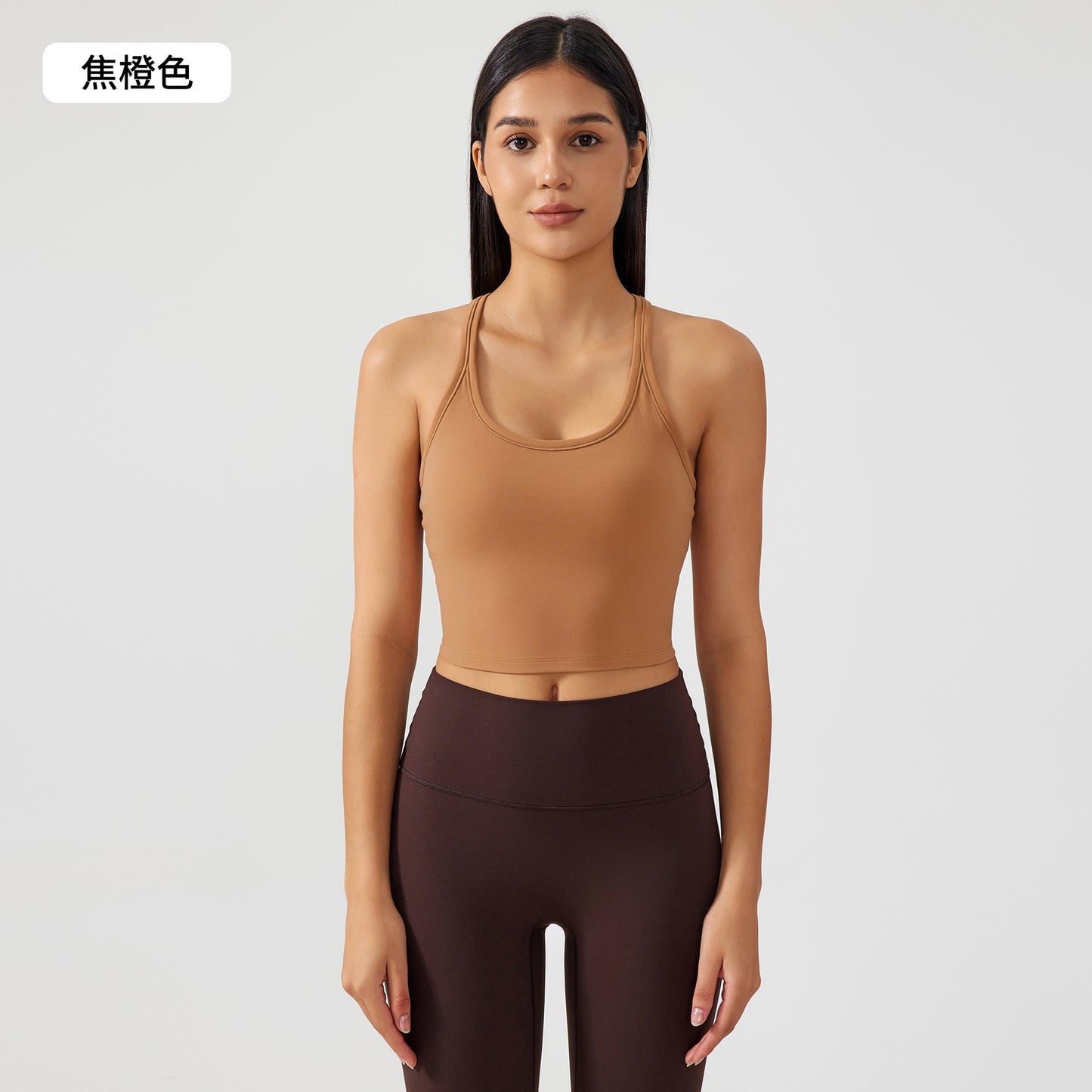 02/2025 Summer new nude sports underwear with chest pad women's high strength shock-proof fitness yoga vest top S2081