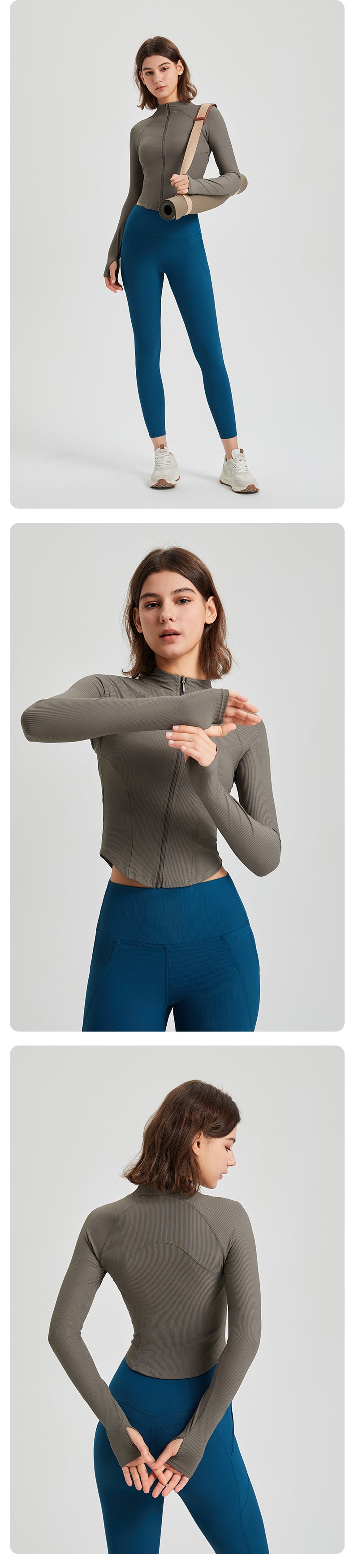 2023.08 Shaping yoga clothing women's casual jacket long-sleeved zipper hooded running skin-friendly sports fitness top