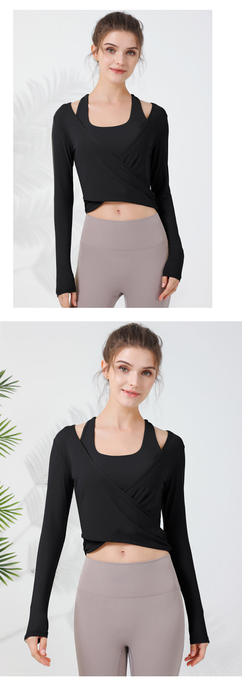 2023.09 Women Extra Large XL mesh outer wear slimming sports fitness long-sleeved Internet celebrity breathable waist T-shirt Pilates training blouse