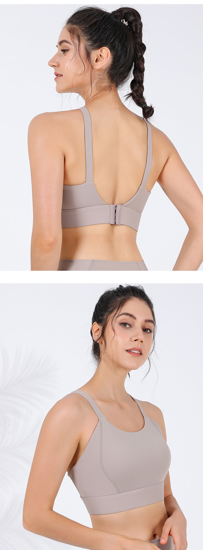 2023.09 New ribbed threaded back yoga underwear women's high-strength anti shock with chest pad outer wear sports vest without steel ring bra