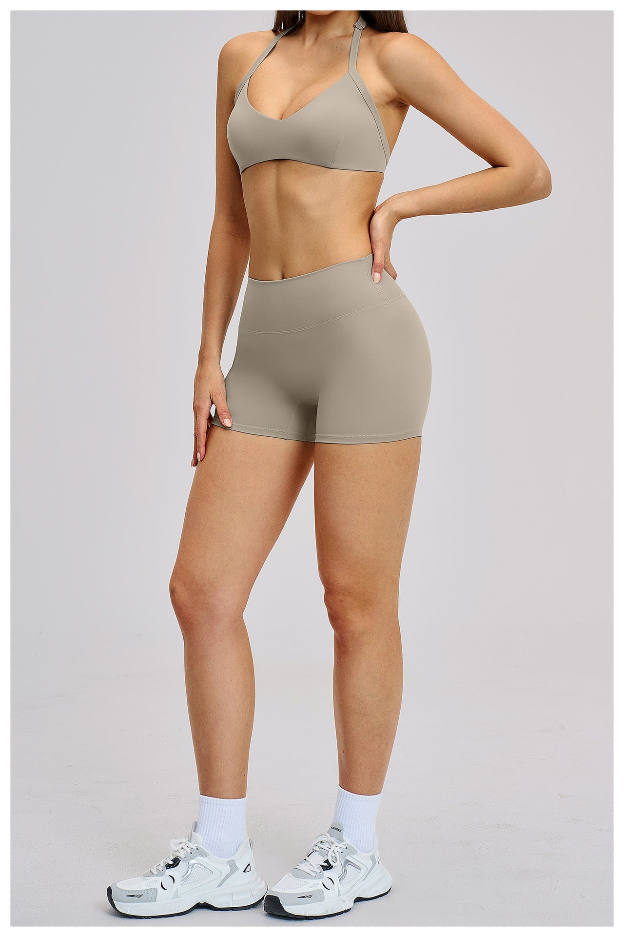 03/2026 Brushed Fleece Sports Yoga Set with Hollow Neck and Beautiful Back - Sports Running Fitness Set 4201